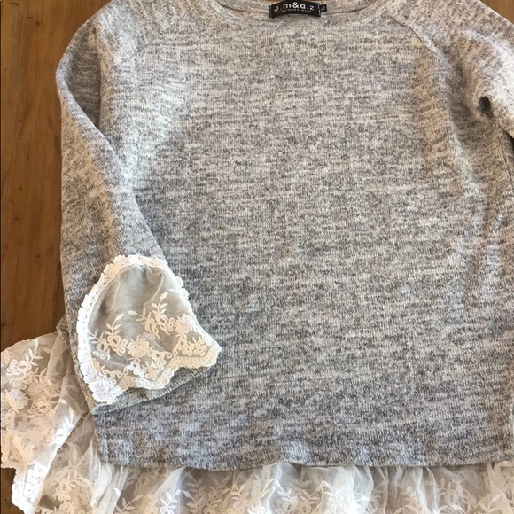 Juniors size XL Grey sweater with lace - Picture 8 of 8